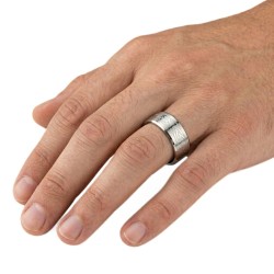 Anillo de anillo mezclado Acero 316L - Grabado trenzado tribal de lujo 2