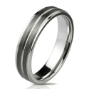 Anello da uomo Anello in acciaio inox 2 doppie strisce nere Nero nuovo 0005m