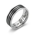 Stainless steel man ring with three personalized black lines