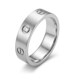 Anillo de anillo mezclado de acero inoxidable - tornillo de diseño alternativo y circonio