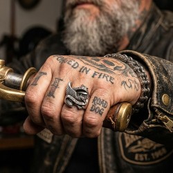 Bague chevalière pour homme acier inoxydable aigle live to ride biker 2