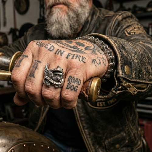 Herrenritter-Ringstahl - Biker Eagle "Live to Ride"