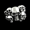 Bague Chevalière pour Homme Acier - Armée 10 Têtes de Mort Biker Gothique