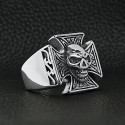 Bague Chevalière Homme Acier - Croix Celtique et Tête de Mort Biker