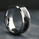 Man Ring Ring Steel With Red Carbon Fiber Band and Black
