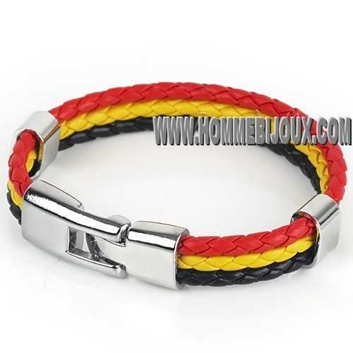 Pulsera Hombre Mujer Teen Acero Trenzado Cuero ►Drapeau Bandera País Color Bélgica Bélgica Lb278 poromo nine