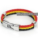 Men's men's bracelet teen steel leather braid ►Drapeau Flag country color Belgium Belgium LB278 POROMO NEW