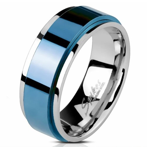 Mixed Woman Rotary Stress Ring - Electric and Silver Blue Steel