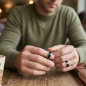 Anillo antiestrés Ansiedad Rotario de acero negro para hombres, mujer y adolescente