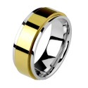 Anti-stress ring Rotary golden steel anxiety and silver for men