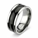 Titan-Mischverlobungsring - Silber und schwarzer Zweifarbiger Ring