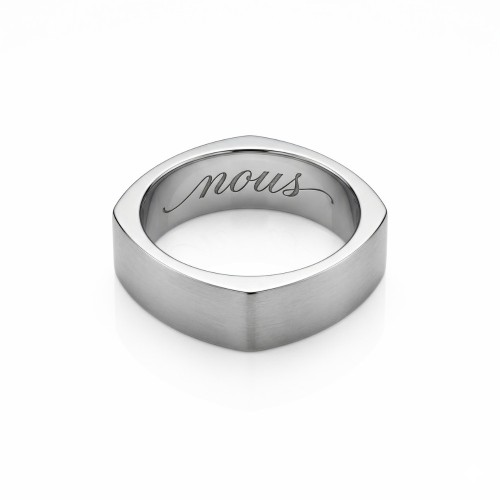 Round and Square Alliance Men's Women's Ring Steel Couple Mirror Shape 6mm