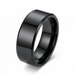 Ring Ring Mixed Steel Stainless Steel Black lacquered - Width 10mm