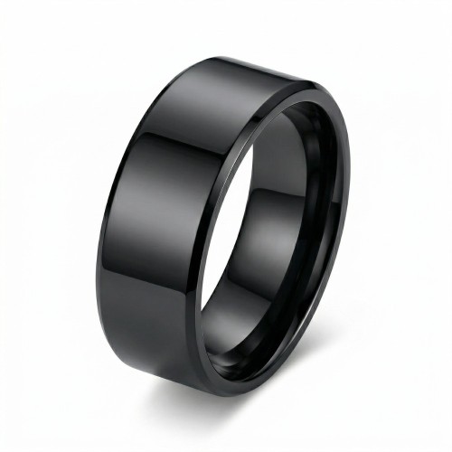 Ring Ring Mixed Steel Stainless Steel Black lacquered - Width 10mm