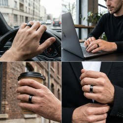 Ring Ring Mixed Steel Stainless Steel Black lacquered - Width 10mm 2