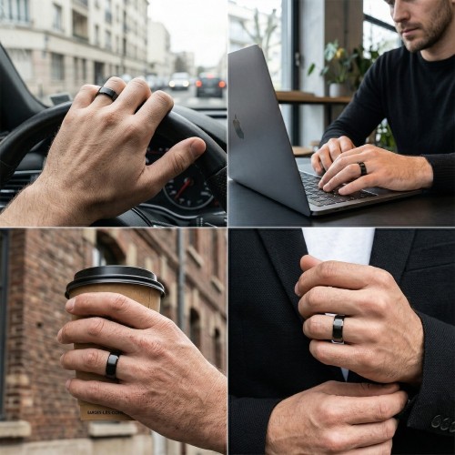 Ring Ring Mixed Steel Black lacquered 8mm