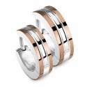 Paar Stahl Mann Ohrringe - articulated creole 2 Linien Braunes Café