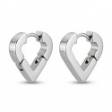 Paire Boucles d'Oreilles Femme Acier - Créoles Articulées Forme Cœur