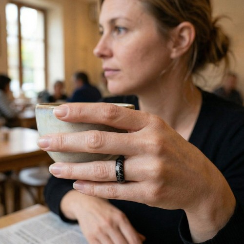 Anillo señor de los anillos Tungsteno Negro Mujer Ninger Anillo Elfique