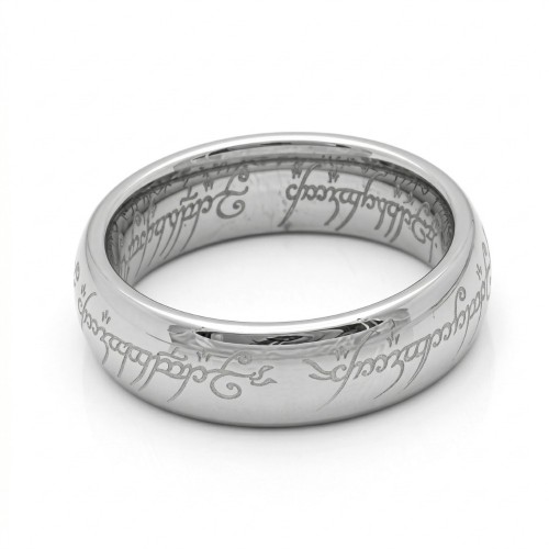 Bague Seigneur des Anneaux Tungstène Argent L'Anneau Unique Elfique Femme