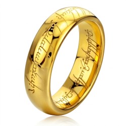 Bague anneau femme homme tungstène plaqué or lord seigneur des anneaux