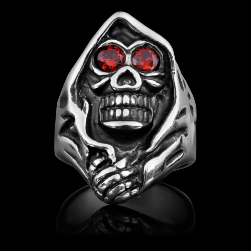 Cabeza de anillo de acero del hombre de la cortadora de la muerte - ojos rojos de zircones