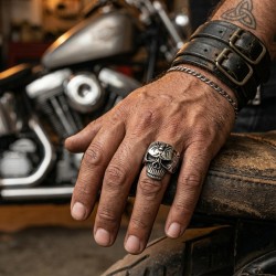 BAGUE POUR HOMME ACIER MASSIF CRANE TETE DE MORT ARAIGNEE BIKER GOTHIQUE NEUVE 2021 2