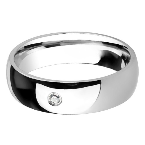 Mixed Alliance Ring Steel Mirror Effect Zircon Solitaire Wedding 6mm