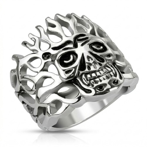 Men's Ring Steel Massif - Death's Head Inflamed Biker