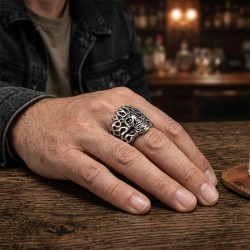Man's Manière Ring Massif Steel-Biker Inflamed Death Head 2