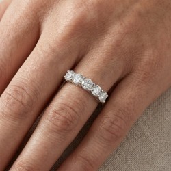 Anillo de la alianza solitario para una mujer de acero sólido con 5 piedras nuevas 2179 2
