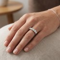 Anello Alleanza Donna Acciaio Effetto Specchio - Mezza Alliance 5 Zirconi