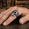 Bague Chevalière Homme Acier Massif - Tête de Mort Royale Fleur de Lys