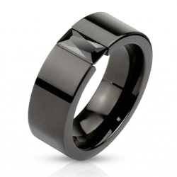 Anello da uomo Anello in acciaio massiccio cz zircone nero carre uomo anello nuovo 2620