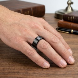 BAGUE ANNEAU POUR HOMME ACIER MASSIF CZ ZIRCON NOIR CARRE MEN RING NEUVE 2620 2