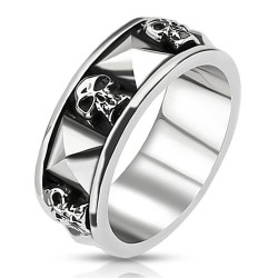 BAGUE POUR HOMME ADO ACIER TETE DE MORT SKULL BIKER PYRAMIDE GOTHIQUE BIKER NEUVE 8024