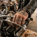 Steel man ring ring with death heads and pyramids Gothic biker