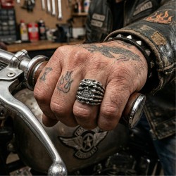 Anillo de hombre Solid Acero Muerte Cabeza Cráneo Motocicleta Motorista Gótico Gótico 8014 2