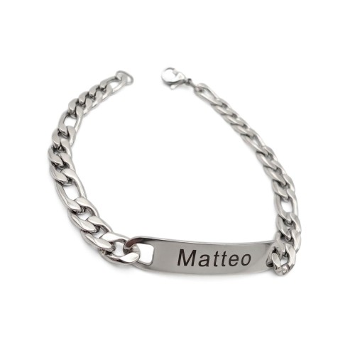 figaro Men's Bracelet - Custom Figaro Bracelet to Engraver Man