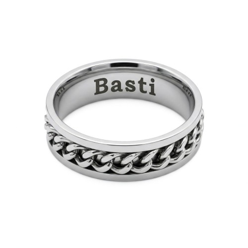 Embossed Steel Alliance Engagement Ring Shaped by a Custom Man