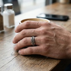 Anillo de hombres ADO RING ALLIANZ Cadena de cadena de acero inoxidable 316L Neuve 2