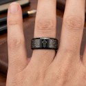 Anello ad anello uomo in acciaio nero - Preghiera nostro Padre e Croce