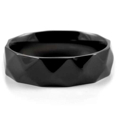 Ring Ring Man Steel Black Geometric Facets in Losange