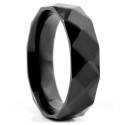 Bague Anneau Mixte Acier Noir - Facettes Géométriques en Losange