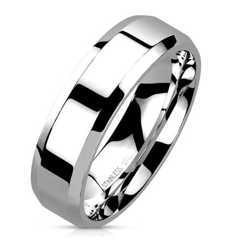 Alliance Ring Women Steel Mirror Effect - Bevelled edges & engraving 6mm