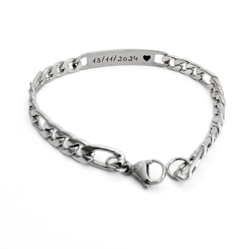 figaro Men's Bracelet - Custom Figaro Bracelet to Engraver Man