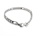 Bracelet Homme Maille Figaro 7 mm en Acier – Plaque Personnalisable à Graver, 21 cm