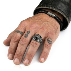 Bague pour homme acier massif croix celtique maltaise tête de lion 2