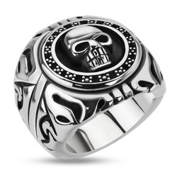 Big Man Anello in acciaio inox Capo di morte Biker Gothic Tribal