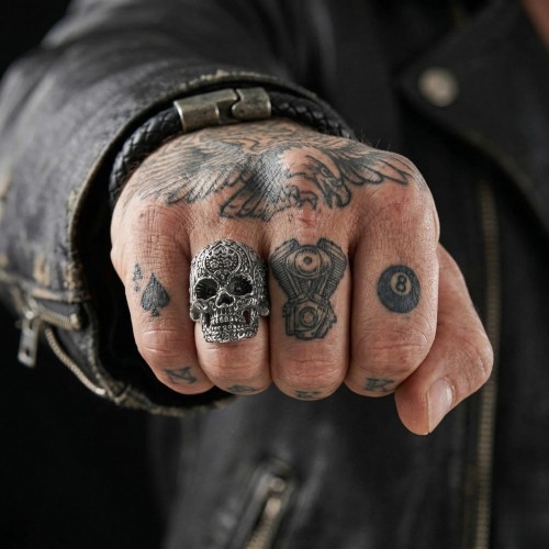 Ritter-Edelstahl-Ritter-Todes-Kopfring mit Arabesque Biker-Biker